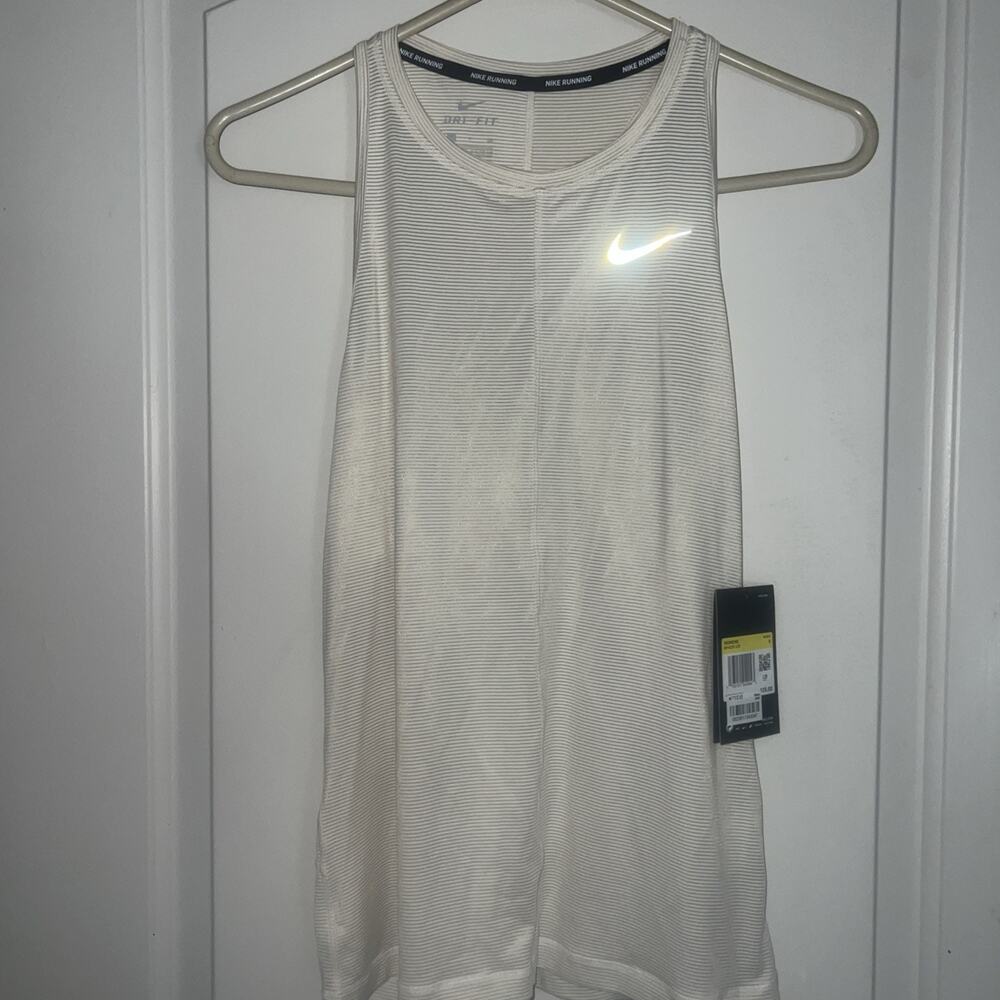 Nike Women's Dri-FIT One Luxe Size Small Tank Top White Gold Running NWT